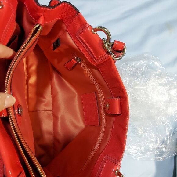 Coach Peyton Patent Leather Coral Satchel Carryall - Picture 9 of 12